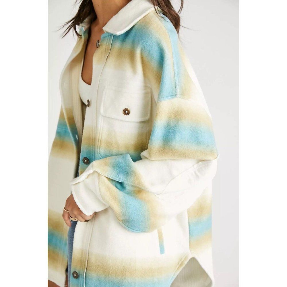 NEW FREE PEOPLE Sz S RUBY WEST COAST JACKET SHACKET IVORY COMBO - Picture 3 of 3